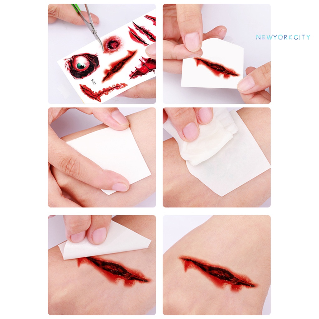 Set 10 Tấm Hình Xăm Dán Tạm Thời Bằng Giấy Chống Nước Thân Thiện Với Da Họa Tiết Halloween Dành Cho Nam