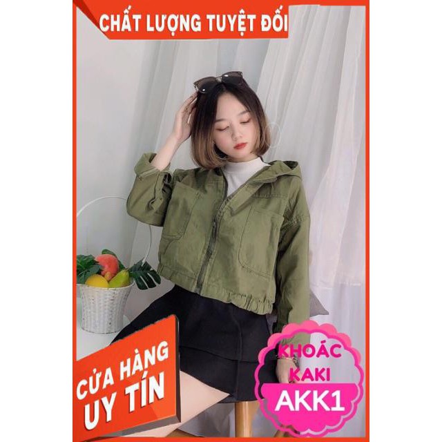 ÁO KHOÁC KAKI CROPTOP LỬNG HOT HIT- hình thật chính chủ