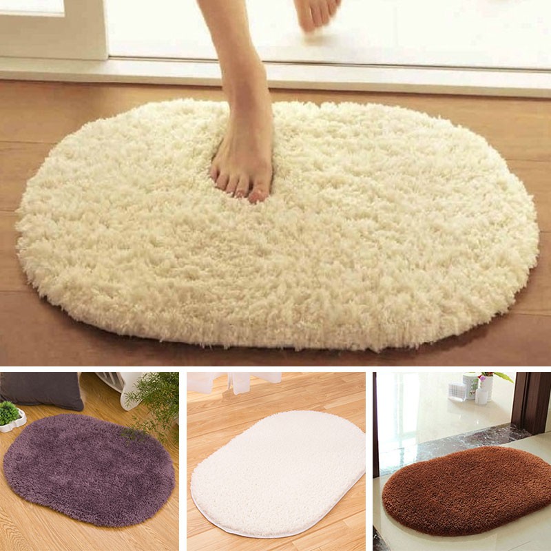 Thảm lông trải sàn chống trượt hình oval 40x60cm