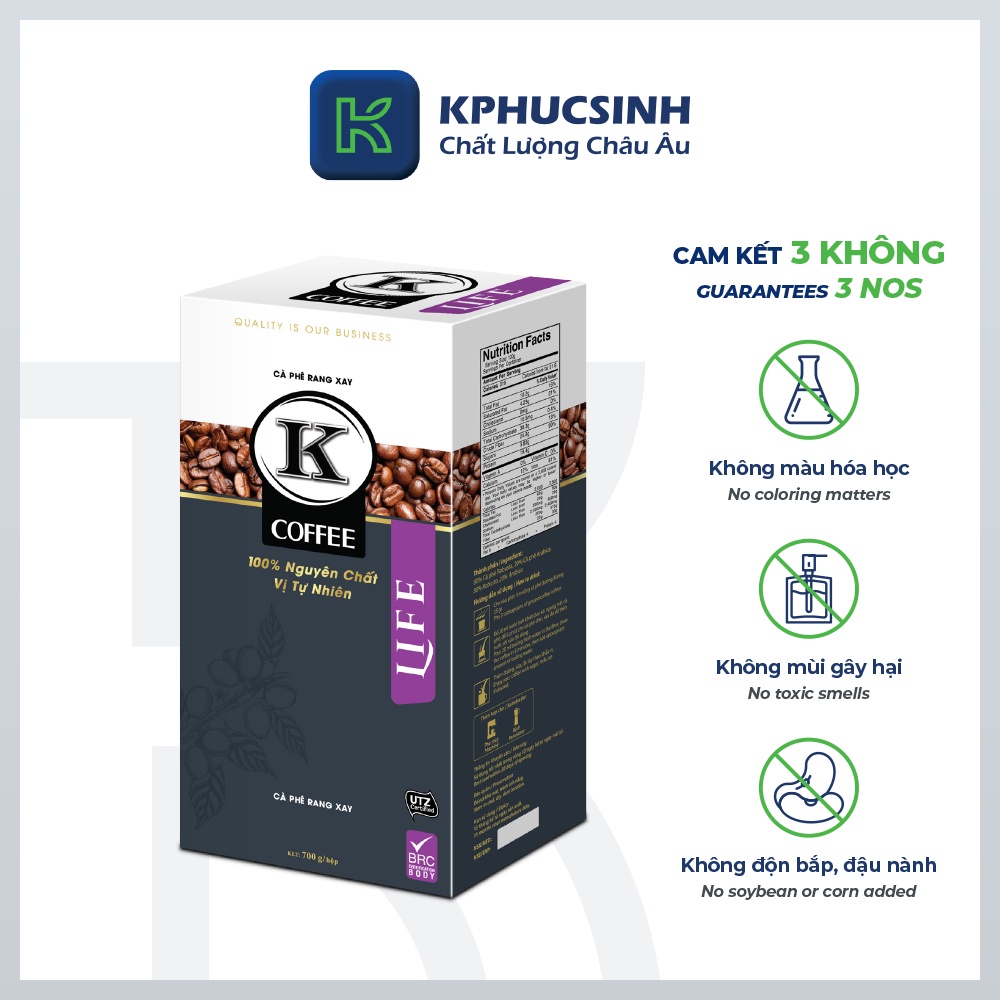 Cà phê rang xay xuất khẩu K Life 700g KPHUCSINH - Hàng Chính Hãng