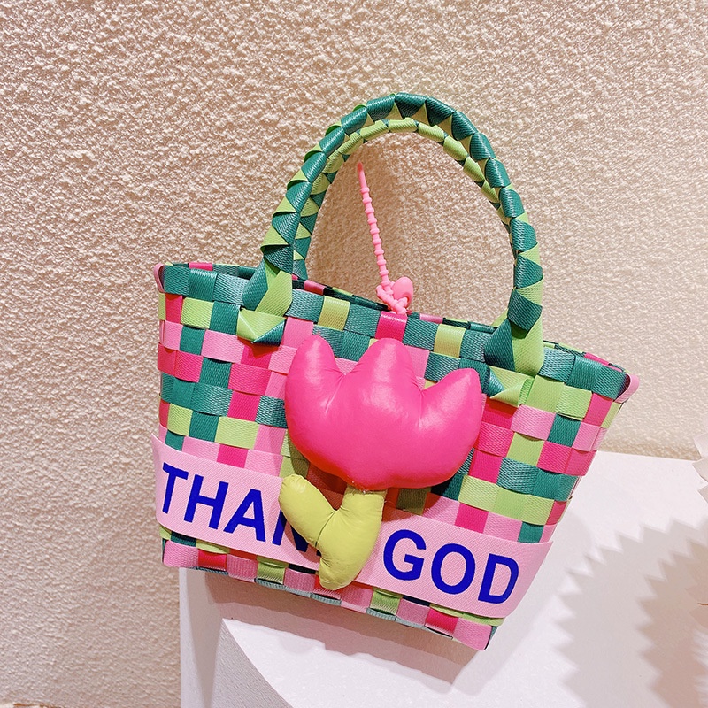 Túi Xách Hoa Tulip Ba Chiều Bằng Vải Cotton Dệt In Chữ Cá Tính Nhiều Màu Sắc