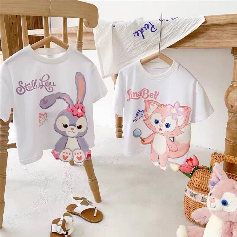 Áo Thun Cotton Tay Lỡ Thoáng Khí In Hình Thỏ/Cáo Hoạt Hình Ba Chiều Thời Trang Mùa Hè Cho Bé Gái 2022