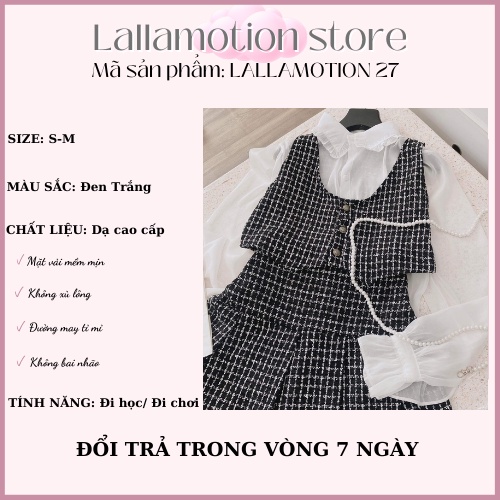Set váy dạ Tweed tiểu thư nữ thu đông cao cấp hot LALLAMOTION 28 | BigBuy360 - bigbuy360.vn