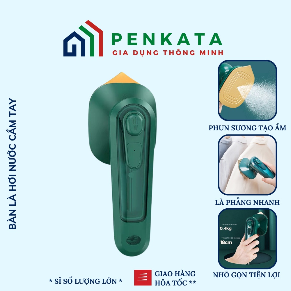 Bàn là hơi nước, bàn ủi hơi nước cầm tay mini du lịch nhỏ gọn tiện dụng PENKATA 15BLHN