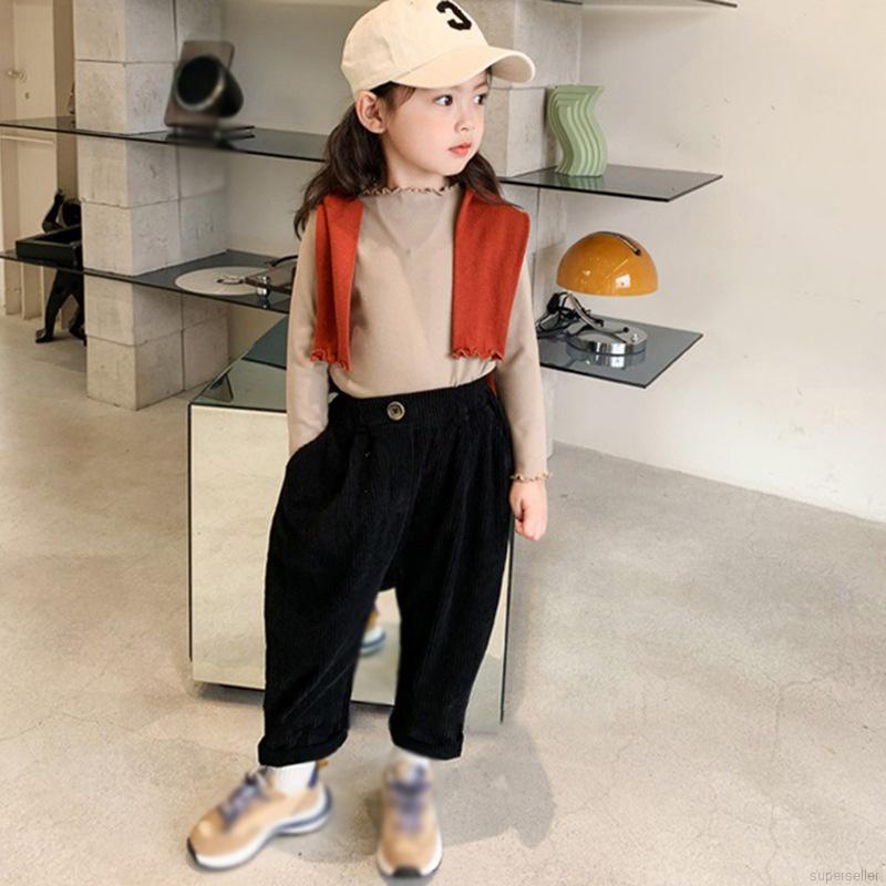 Quần dài lưng cao màu sắc thanh lịch cho bé gái