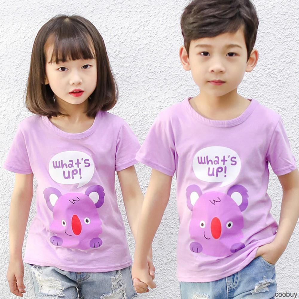 Áo thun tay ngắn cổ tròn hoạ tiết hoạt hình nhiều màu cho bé