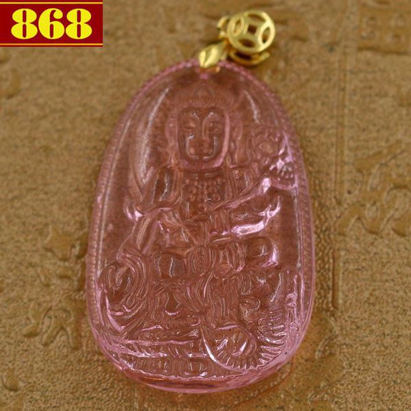 Mặt dây chuyền Phật bản mệnh Phổ Hiền Bồ Tát màu hồng