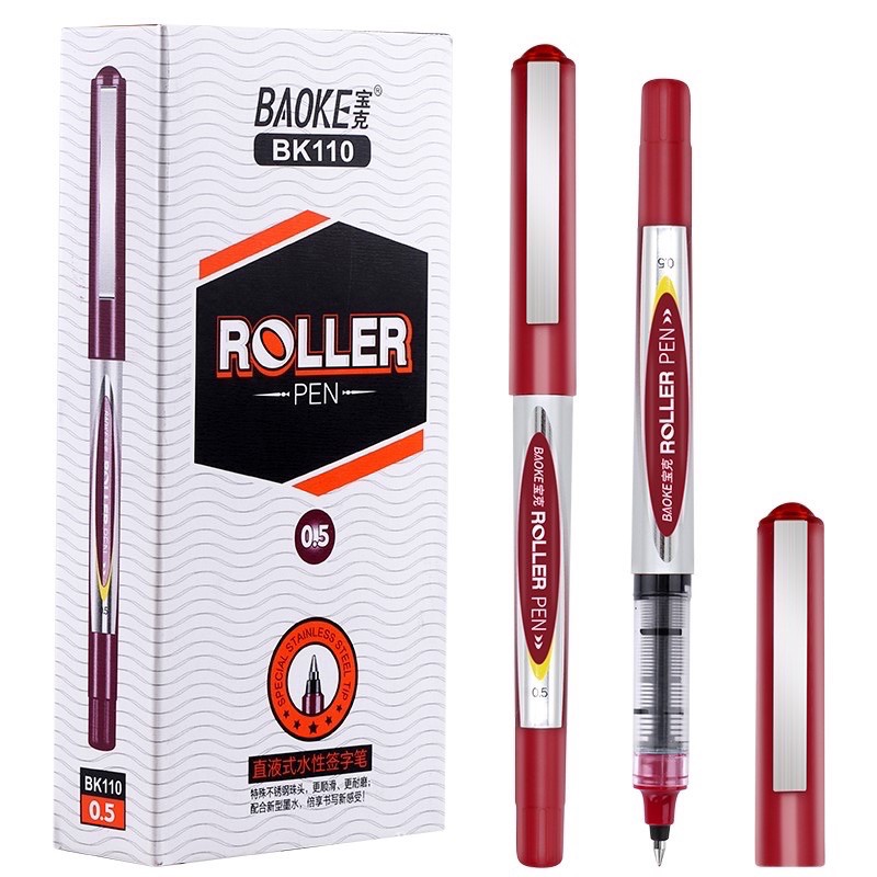 Combo 03/06/12 bút gel mực nước Baoke roller pen ngòi 0.5mm BK110 xanh đỏ đen bản dupe của Uniball đẹp rẻ ngòi êm