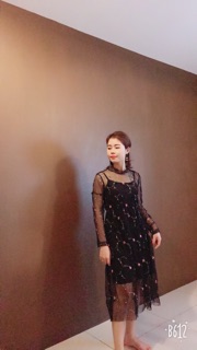 Đầm maxi hoa voan Hình thật