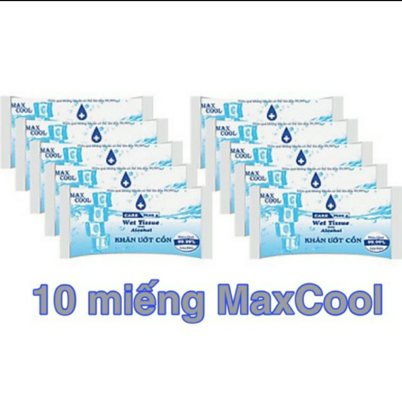 Combo 10 gói khăn ướt cồn maxcool ( 1 miếng /gói )