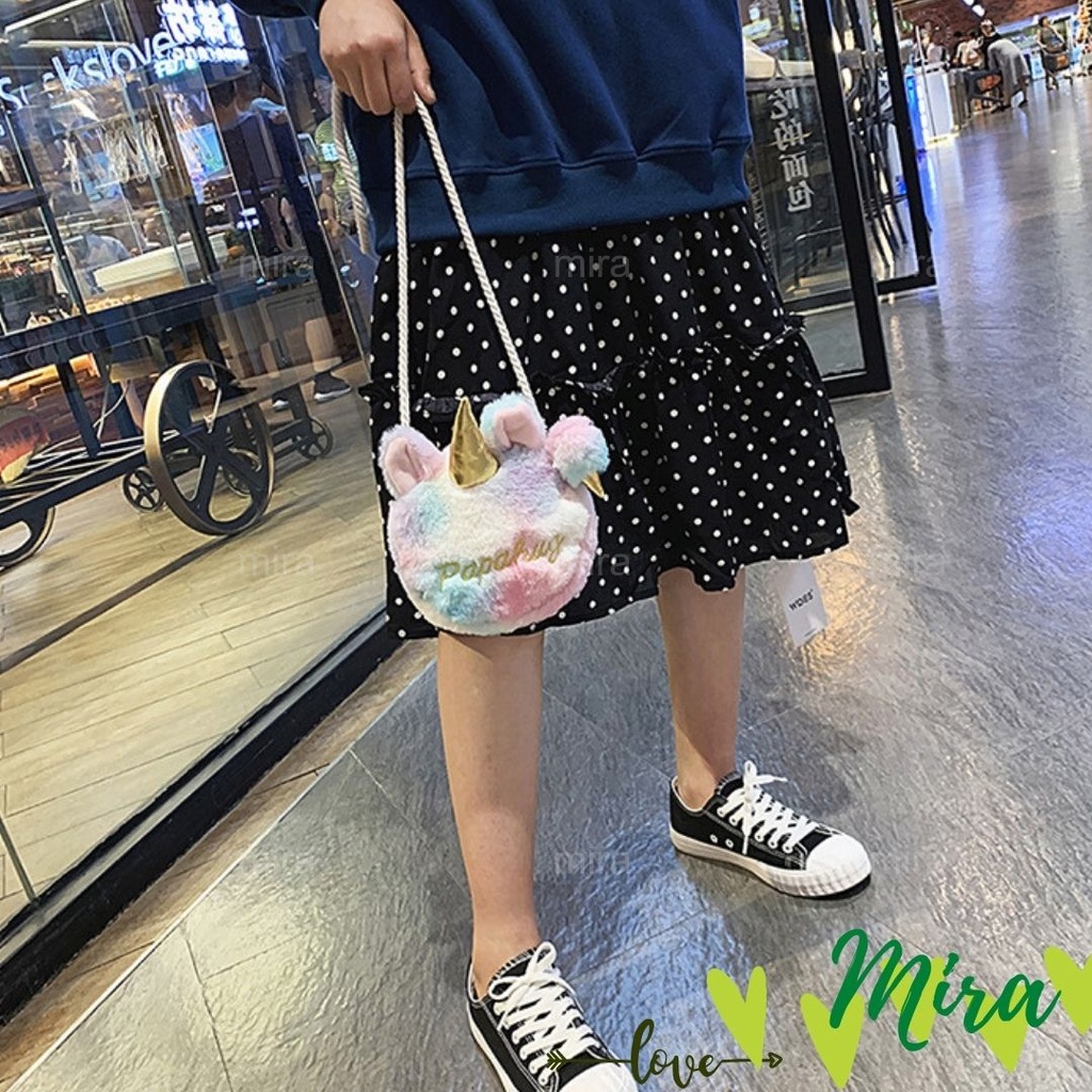 Túi Đeo Chéo Kỳ Lân Phủ Lông Papahug Dễ Thương Sang Trọng Phong Cách Phương Tây MIRA-TV5006