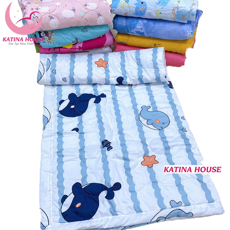 Chăn mền cho bé lớn 1.5x1.8m, vải Cotton Satin Hàn Quốc đẹp chần gòn lông vũ mỏng siêu mềm mại, mát