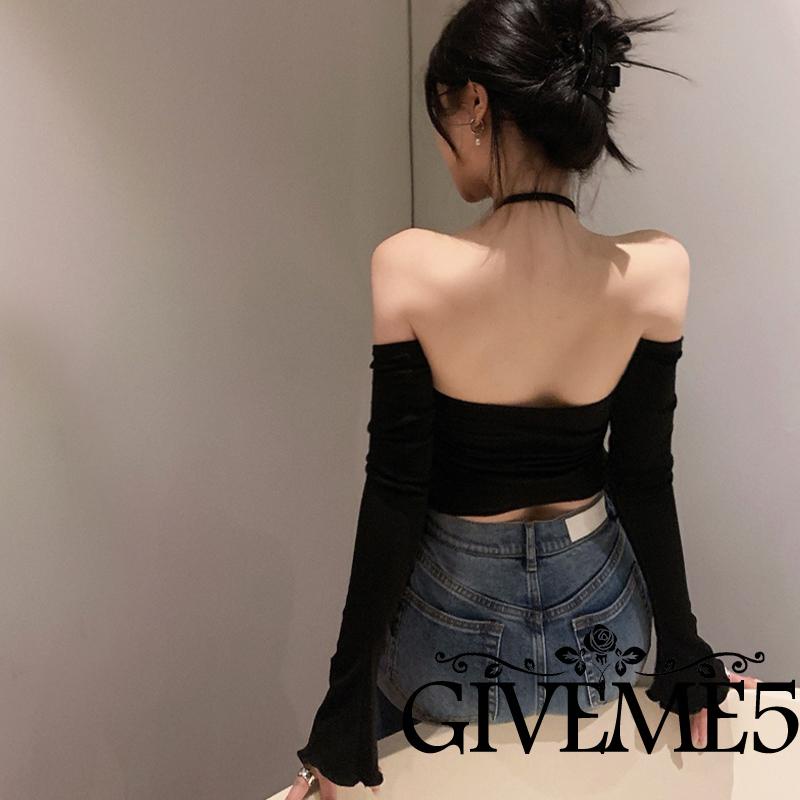 Áo Croptop Cổ Yếm Màu Sắc Trơn Có Dây Rút Thời Trang Mùa Hè Cho Nữ