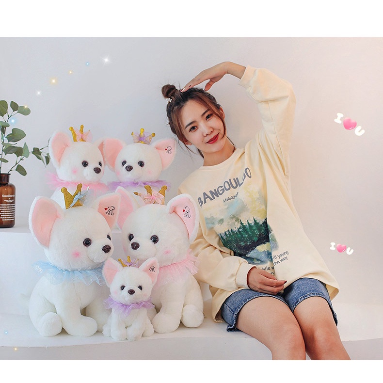 Thú Nhồi Bông Hình Chú Chó Đội Vương Miện Siêu Mềm Dễ Thương Cho Bé Gái