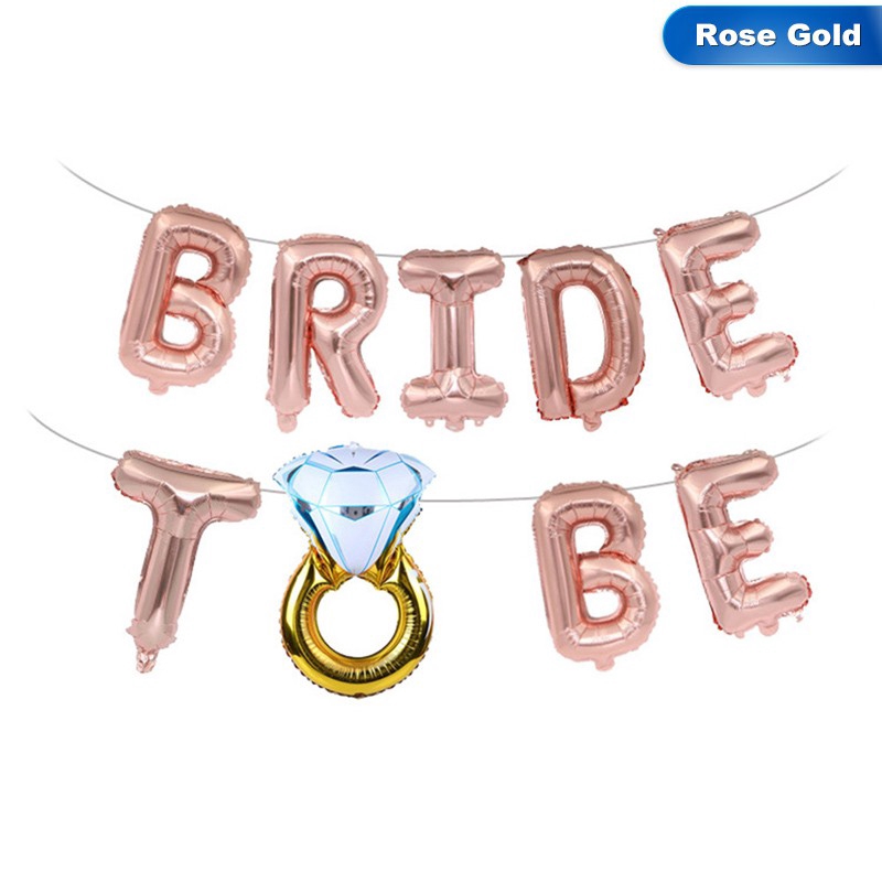 1 Bộ Bong Bóng Lá Nhôm 16inch In Chữ BRIDE TO BE
