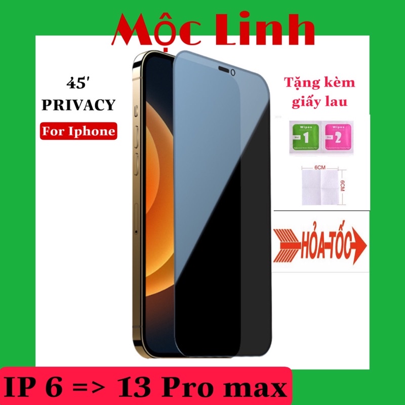 Kính cường lực iphone chống nhìn trộm 14 13 12 11 Pro max | Xs max | Xr | X | 8plus | 7plus | 6 Plus |6 nguyên khối dán
