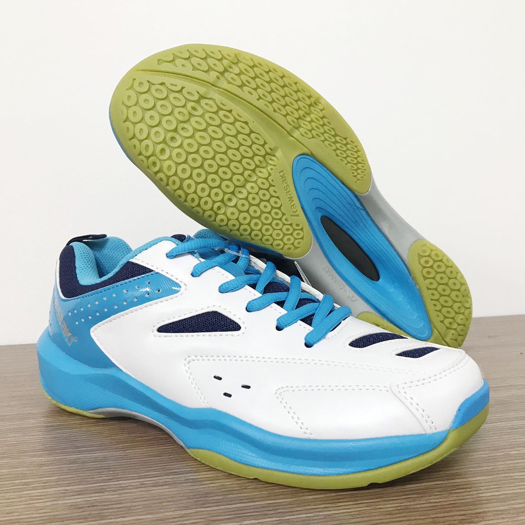 Giày thể thao chơi cầu lông, bóng chuyền, bóng bàn Kawasaki K085 chính hãng, màu trắng xanh, size từ 37-44
