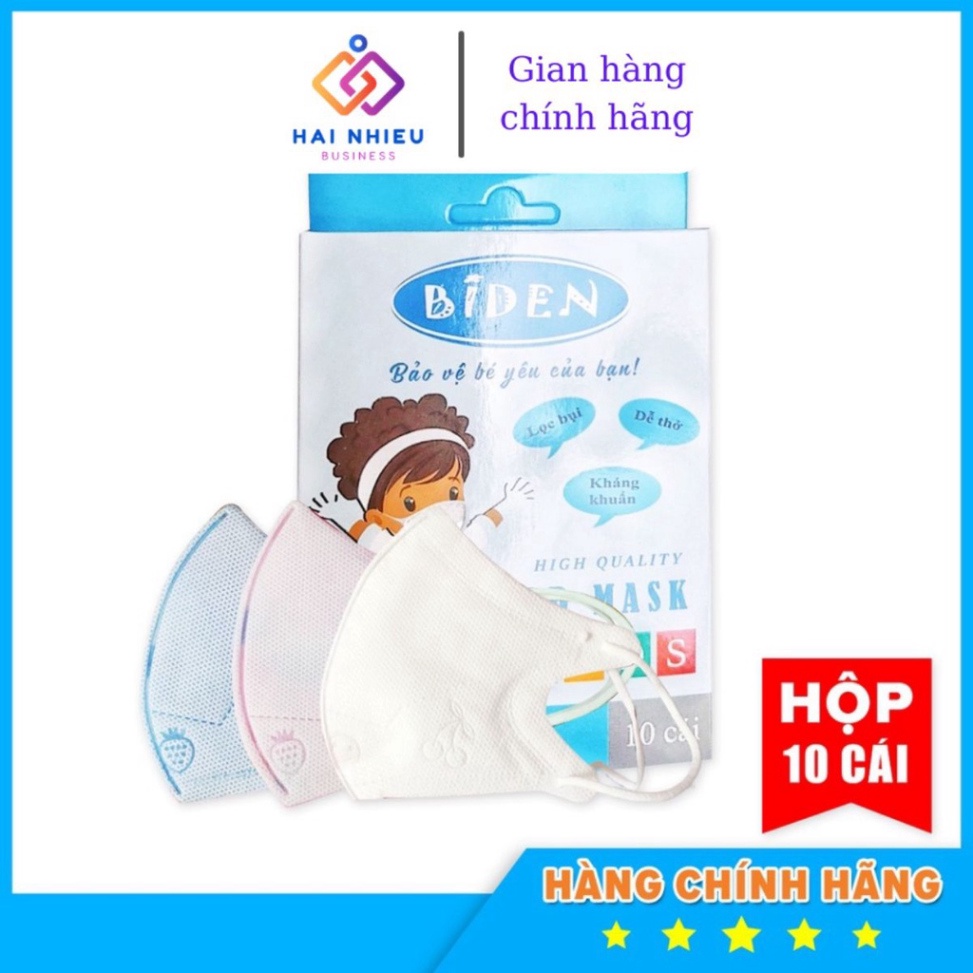 Khẩu trang y tế trẻ em, khẩu trang cute, in hình cá nhiều màu sắc cho bé từ 1-6 tuổi hộp 10 cái BIDEN