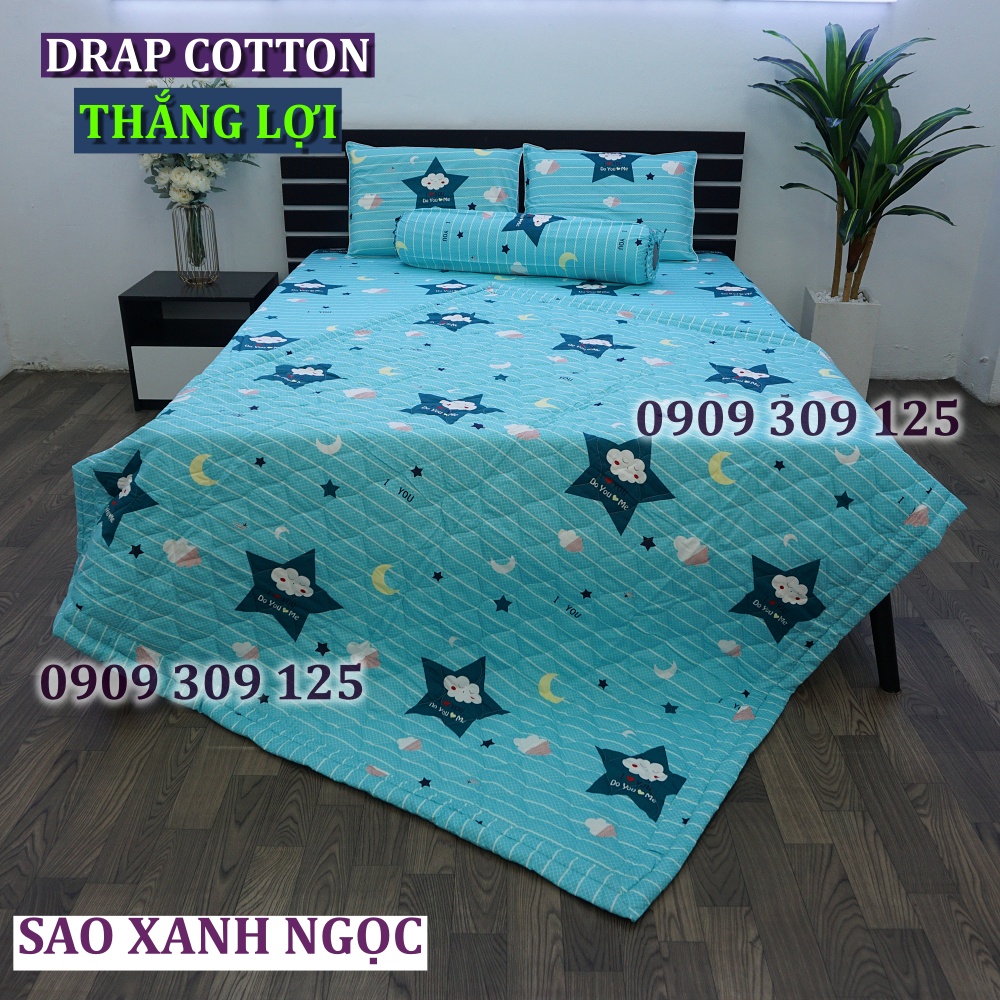 (RẺ VÔ ĐỊCH) drap cotton Thắng Lợi, ga giường chính hãng SAO XANH NGỌC (ảnh thật)