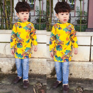 Áo dài gấm 3D cho bé trai
