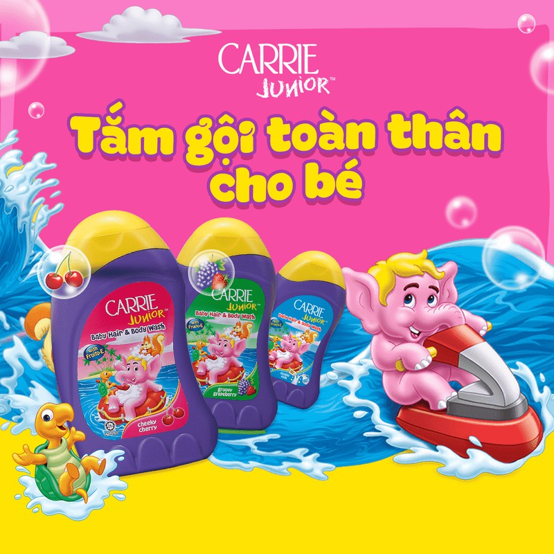 Combo Sữa Tắm Gội Carrie Junior 700g + Kem Đánh Răng Em Bé Kodomo 40g