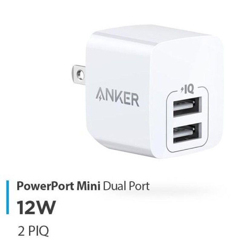 Adapter Củ sạc Anker 2 cổng powerport Mini 12W A2620 - Hàng chính hãng