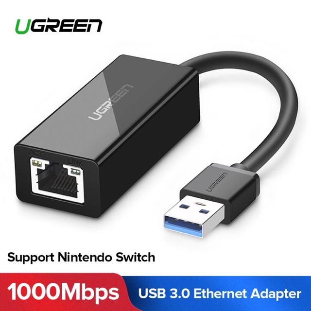 Cáp chuyển USB 3.0 to Lan hỗ trợ 10/100/1000 Mbps Chính Hảng Ugreen 20255 20256 CR111
