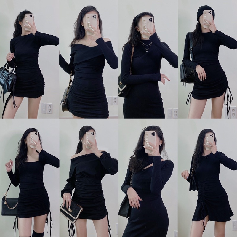 Váy body co giãn cotton đen ( ẢNH THẬT BY DOKEYY)