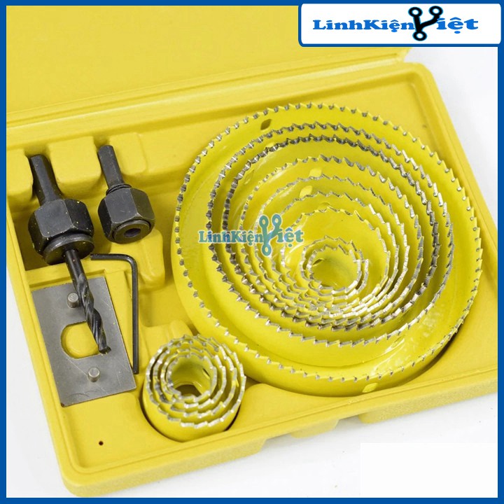 Bộ Khoét Lỗ Tròn-Tạo Lỗ Loa 15 Chi Tiết (Khoét Gỗ)