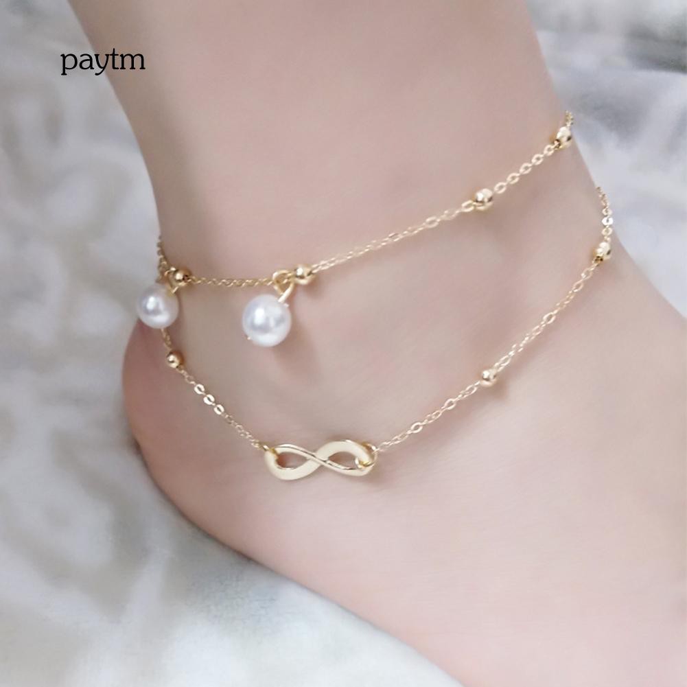 Lắc chân 2 lớp mặt hình vô cực phong cách Boho thời trang cho nữ | BigBuy360 - bigbuy360.vn