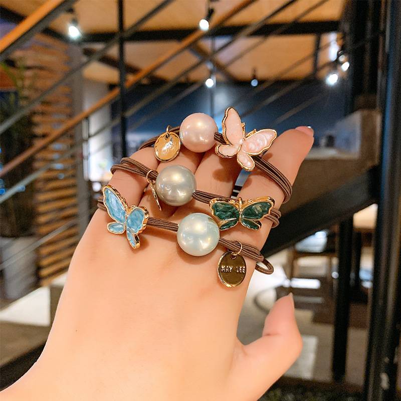 Trái cây Màu sắc Dây đơn giản Đầu tóc Dây Seson Mũ nữ Super Fairf Cao Đàn hồi Gluten Sweet Butterfly Hair Phụ kiện