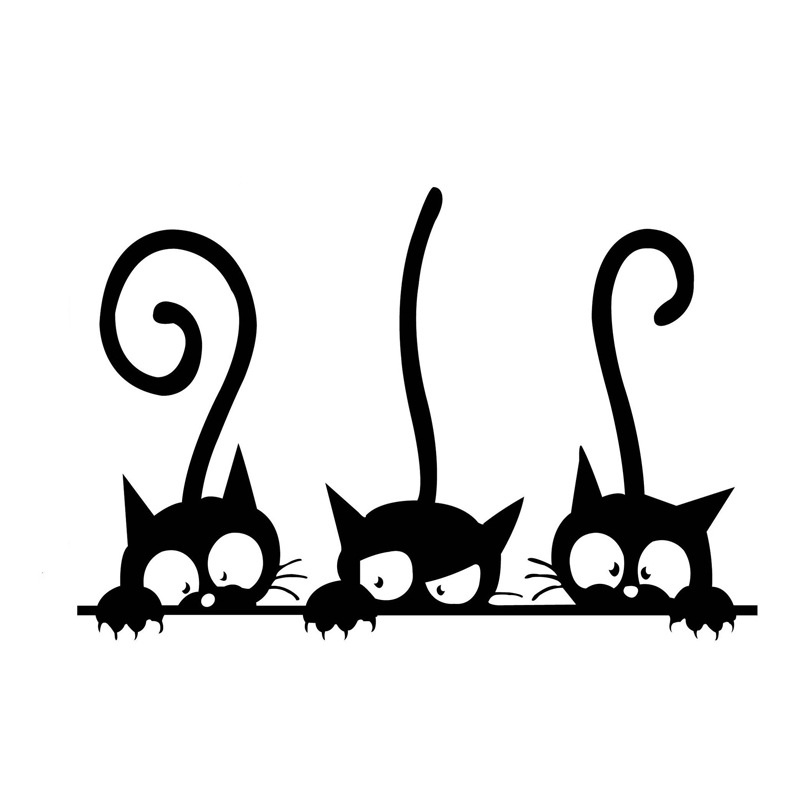 Miếng Dán Tường Hình Mèo Đen Đáng Yêu 30x20cm