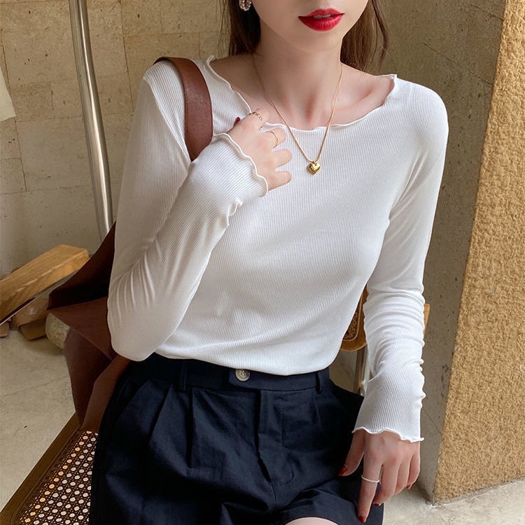 Áo thun BH tay dài màu trơn thiết kế đơn giản thời trang cho nữ