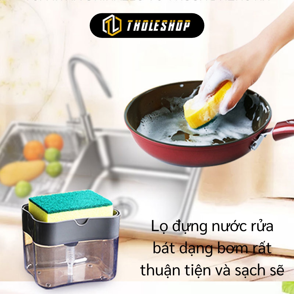Hộp Đựng Nước Rửa Chén - Hộp Đựng Xà Phòng Rửa Chén Tạo Bọt Có Ngăn Để Giẻ Lau 9344