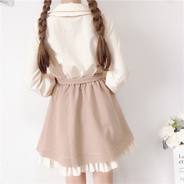 [có sẵn] Set áo + váy yếm học sinh đáng yêu | BigBuy360 - bigbuy360.vn