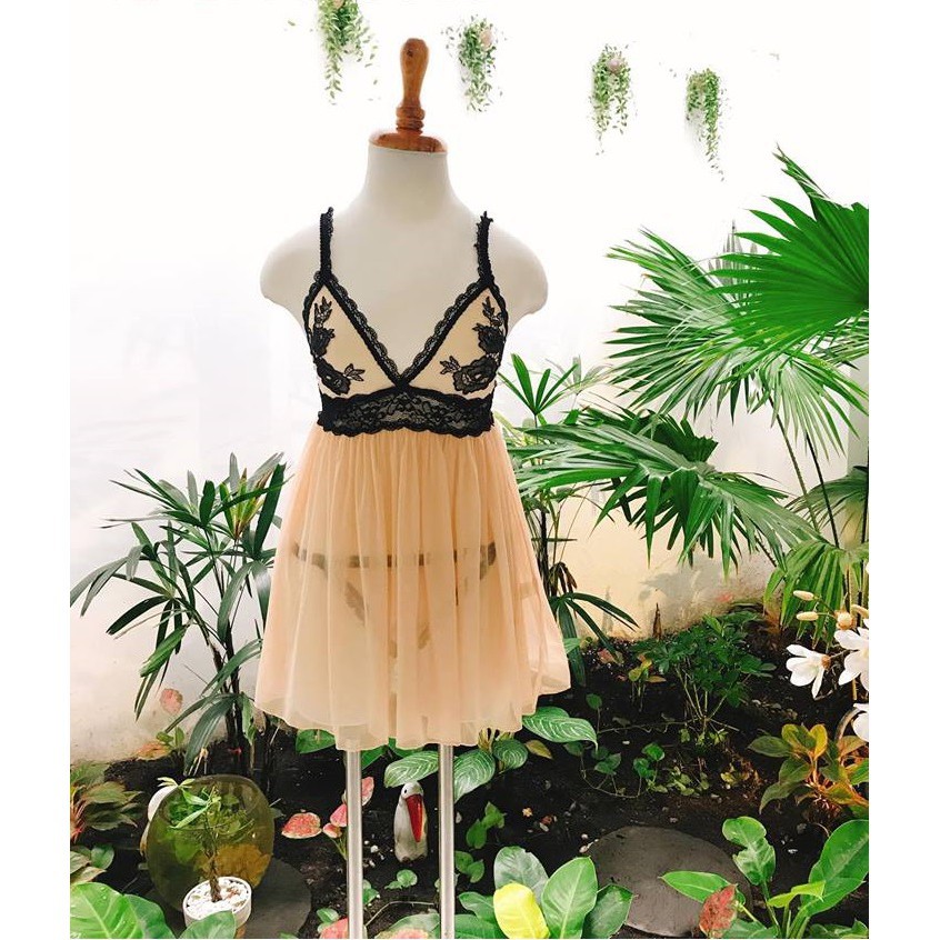 [Size S-XL<68 kg ] Váy ngủ sexy voan thun dày mịn quyến rũ dark rose bloom AM110002_đầm ngủ sexy | BigBuy360 - bigbuy360.vn