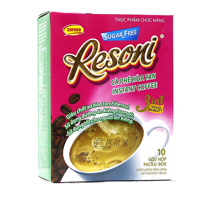 Cafe Resoni - Thực phẩm chức năng dành cho người tiểu đường, ăn kiêng - Hộp xấu