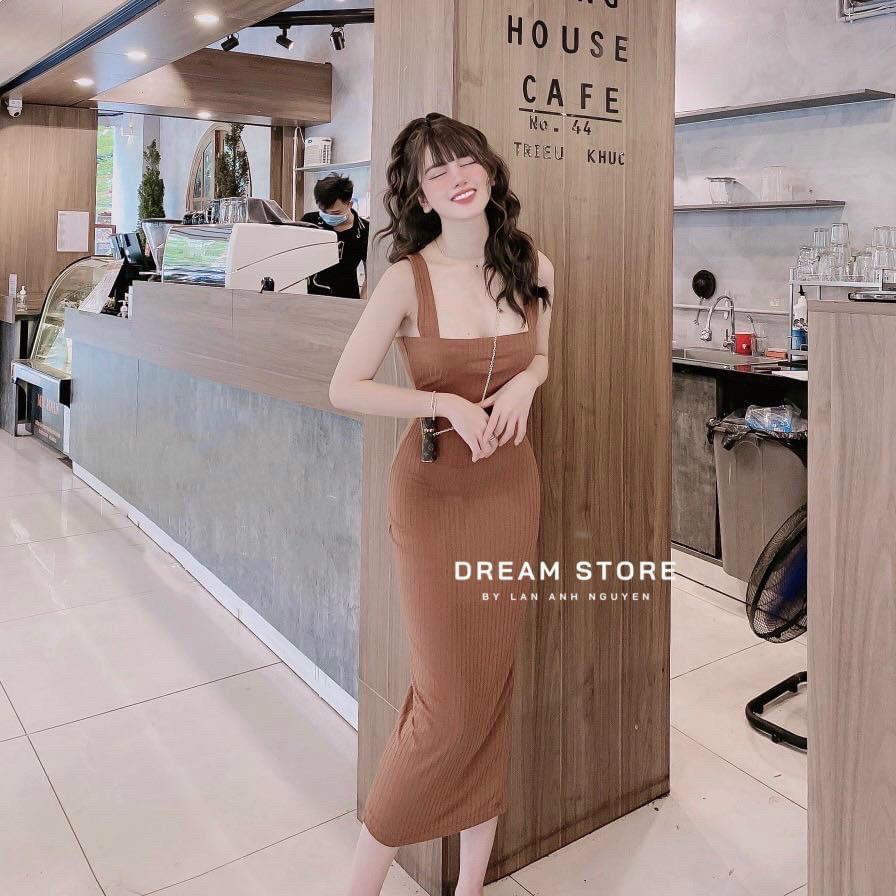 Đầm body 2 dây bản lớn- chất thun gân dày dặn- co giãn tốt- giá sĩ- khosigiahuy