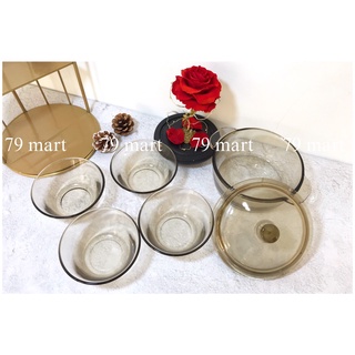Bộ nồi thủy tinh 5 món, bộ nồi thủy tinh nâu bếp, bộ nồi thủy tinh và 4 chén, bộ nồi thủy tinh sang trọng. 79_mart.238