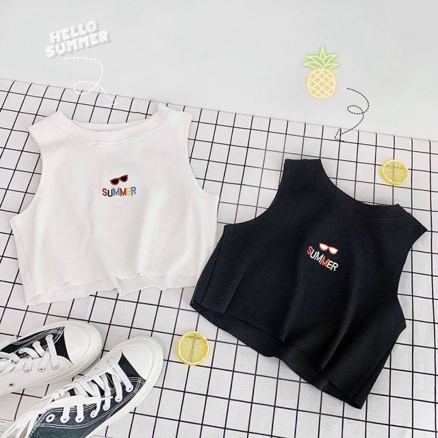 [Mã FAMAYWA giảm 10K đơn 50K] Áo tanktop croptop 3 lỗ thêu SUMMER | BigBuy360 - bigbuy360.vn