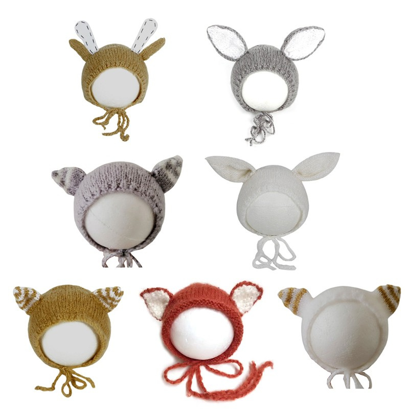 Mũ Beanie Đan Len Họa Tiết Hoạt Hình Làm Đạo Cụ Chụp Ảnh Cho Bé Sơ Sinh