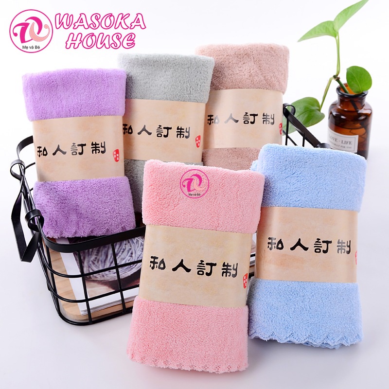 Khăn mặt siêu thấm hút mềm mại 30x50cm, set 5cai, khăn xuất hàn siêu đẹp