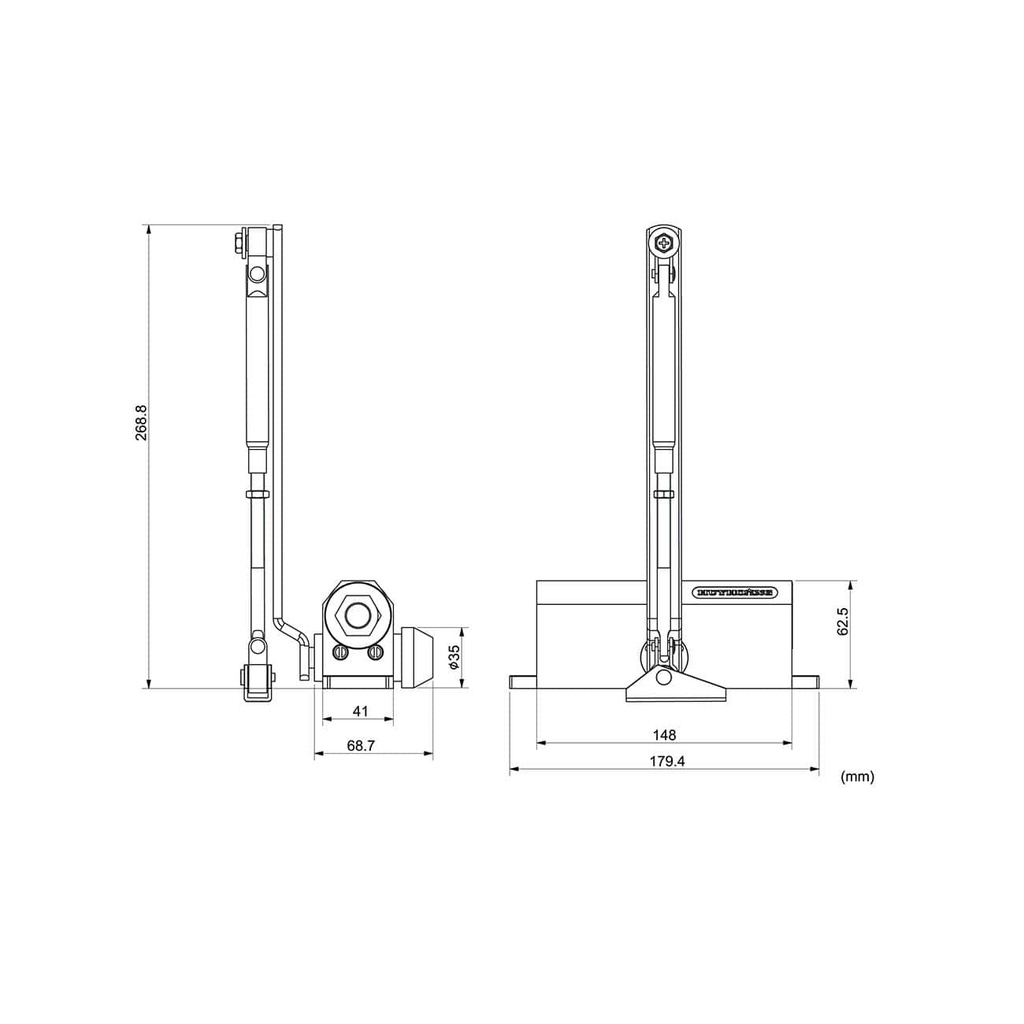 Phụ kiện cửa đóng mở cửa tự động Tay co 01/01A Huy Hoàng, tay co lắp âm cửa Huy Hoàng