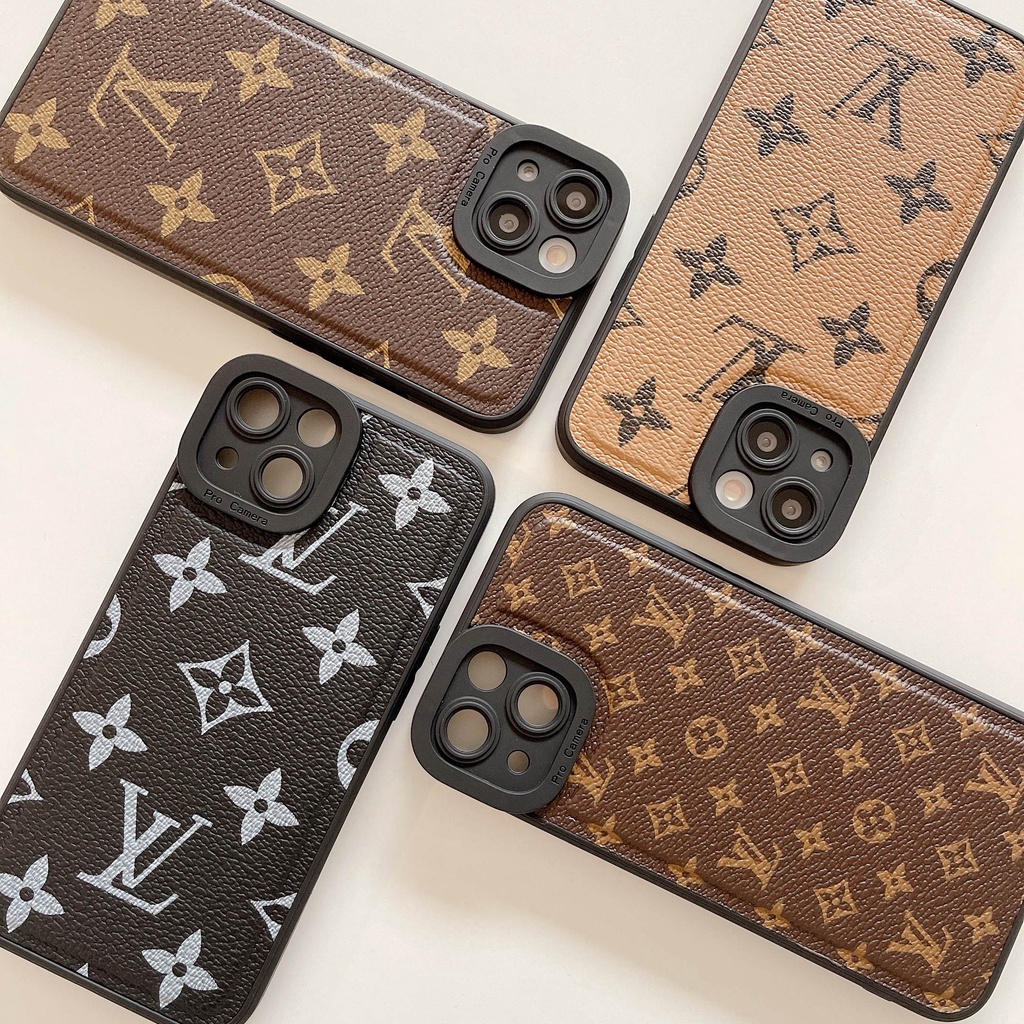 Ốp điện thoại da họa tiết logo LV sang trọng cho IPHONE 13 12 11 PRO MAX I13 13PRO 7PLUS 8PLUS 12PRO