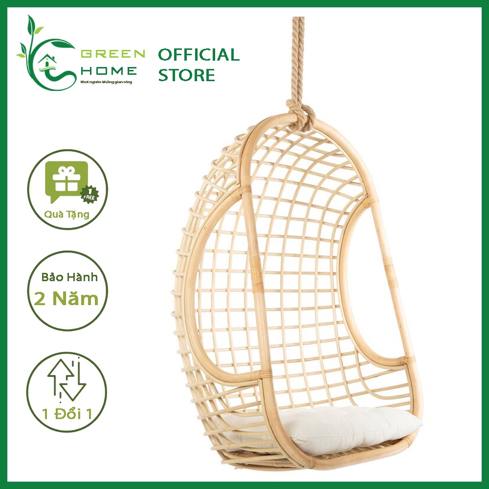 Green Home - Xích đu mây tre đan CAO CẤP trang trí ban công, quán cafe, khách sạn, homestay