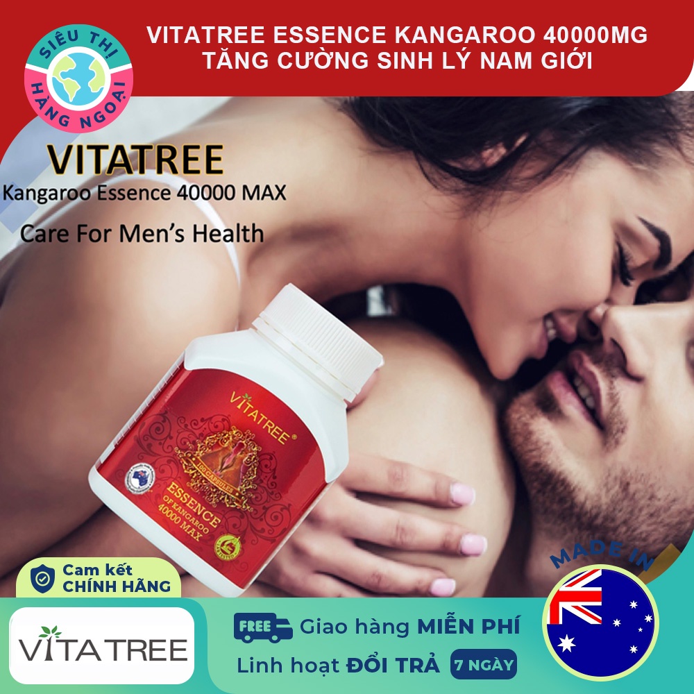 Tăng cường sinh lý nam giới Vitatree Essence Of Kangaroo 40000 Max Hộp 100 viên Australia