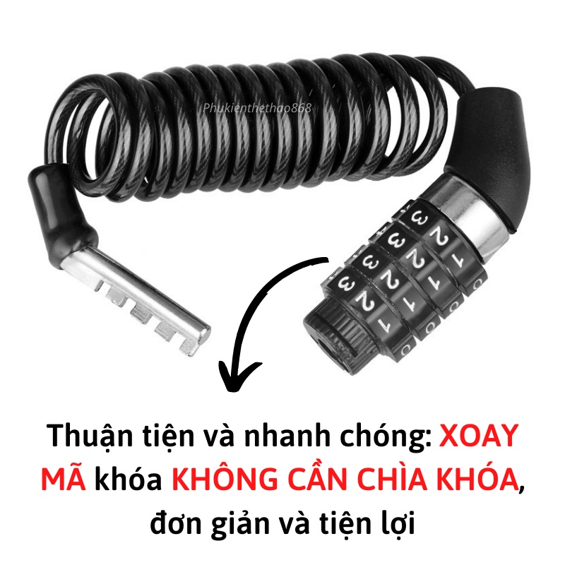 Khóa Xe Đạp 4 Số Lõi Thép Chống Trộm Lõi Thép Phụ Kiện Xe Đạp Cần Thiết, Khóa Dây Xe Đạp 1.5M (mét)