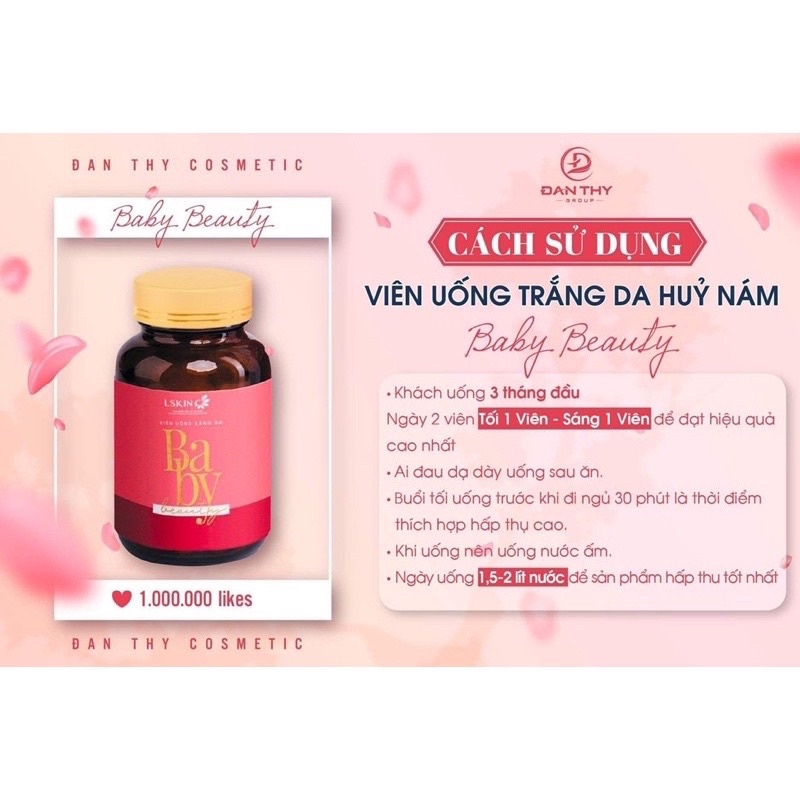 [HÀNG CHÍNH HÃNG] Viên Uống Trắng Da Baby Beauty Lskin Đan Thy