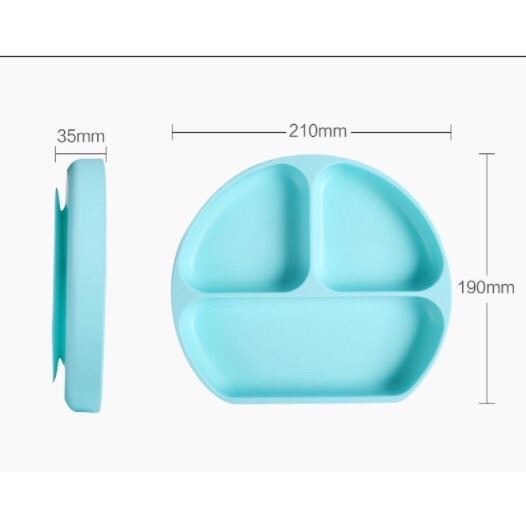 Khay Ăn Dặm SiLicon 3 ngăn  có đế Hút Chống Dính