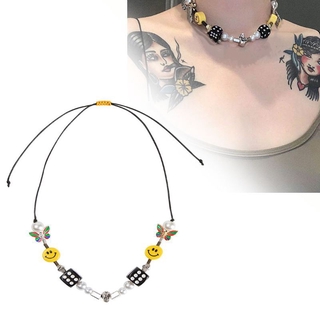 Vòng cổ trang sức thời trang phong cách unisex thiết kế mặt hình đầu lâu đính ngọc trai độc đáo